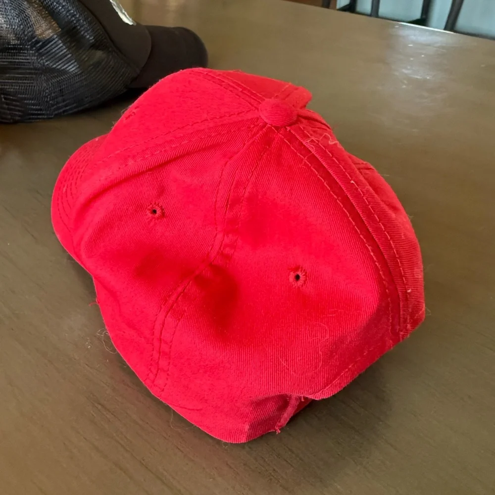 Bass Pro Shops Red Cap with Yellow Logo and Green Fish